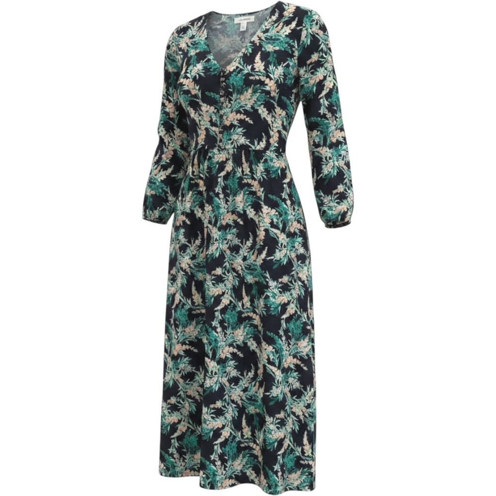 J Jill Exotic Blooms Garden Cotton Floral Print V-Neck Midi Dress Small